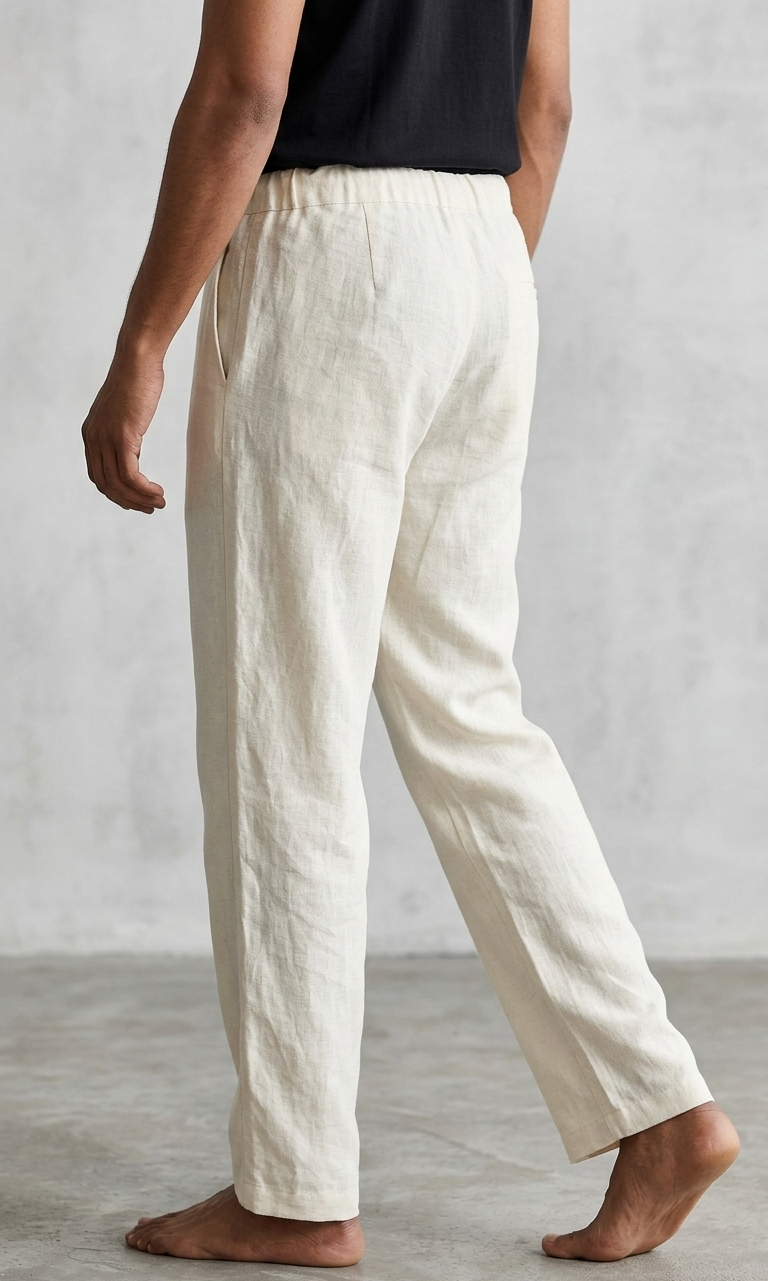 Relaxed Fit Cotton Linen Pants – Cream