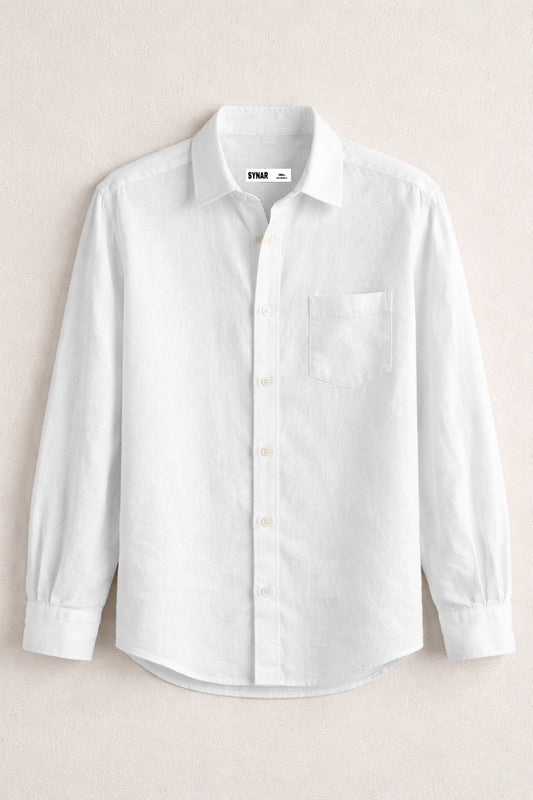 Classic White Cotton Linen Shirt