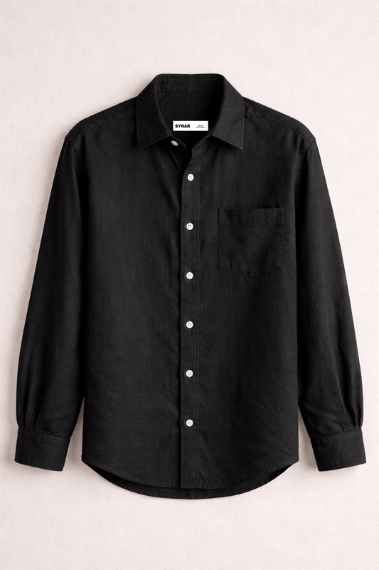 Black Cotton Linen Shirt