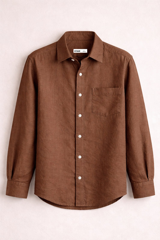 Brown Cotton Linen Shirt