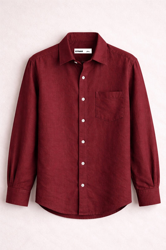 Maroon Cotton Linen Shirt