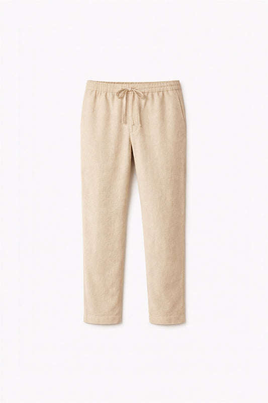 Relaxed Fit Cotton Linen Pants – Cream