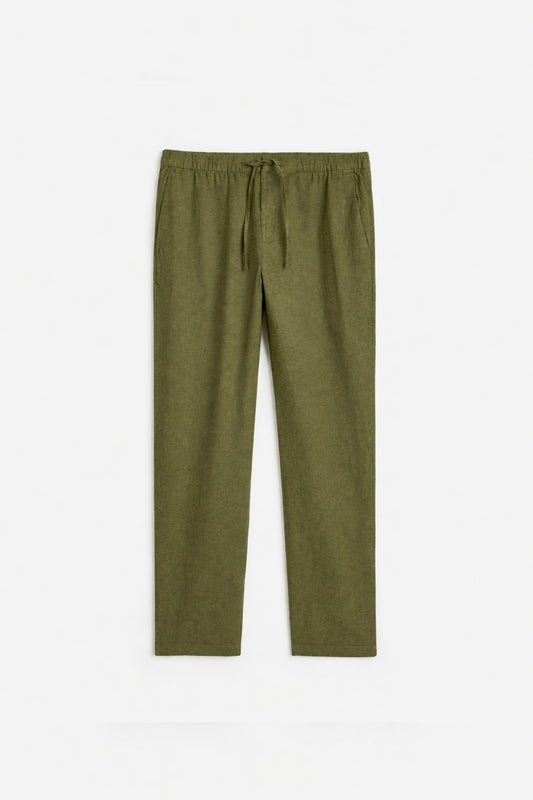 Olive Cotton Linen Pants