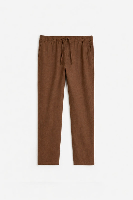 Brown Cotton Linen Pants